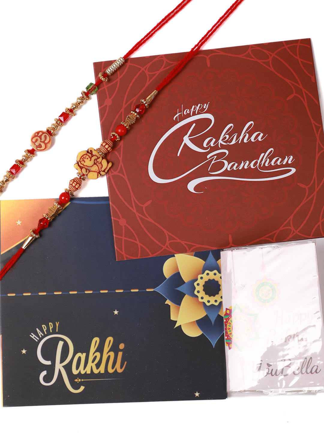 YouBella 2 Rakhi and 2 Greeting Card Combo for Brother (Multi-Colour) (YBRK_91)